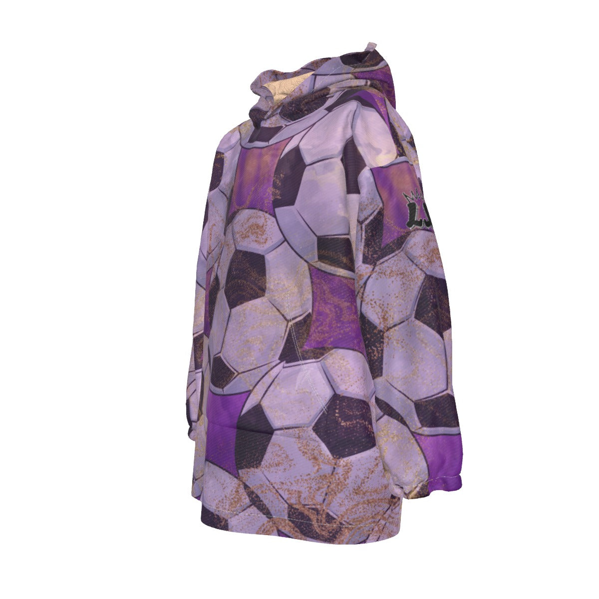 Personalized Girls Purple Soccer Blanket Hoodie