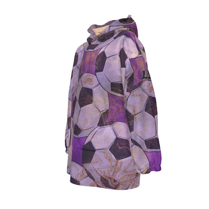 Personalized Girls Purple Soccer Blanket Hoodie