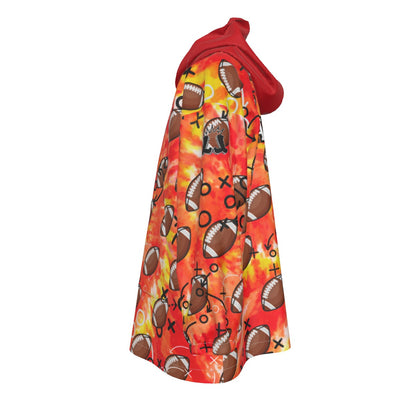Personalized Kids Tie Dye Football Blanket Hoodie