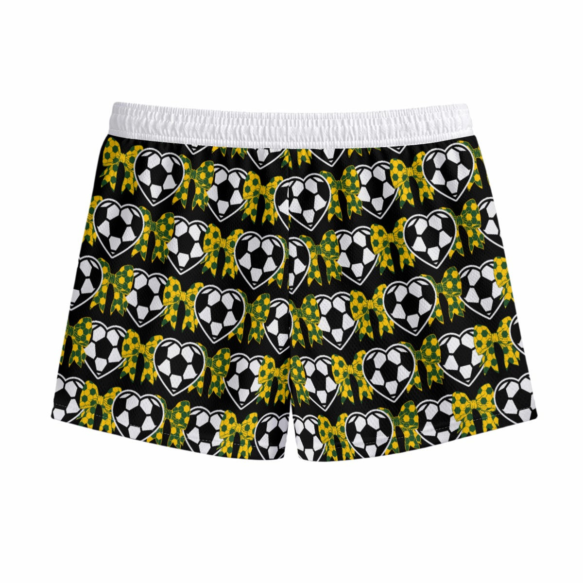 Girls Sturbridge Soccer Mesh Shorts- Bows and Hearts (Black)