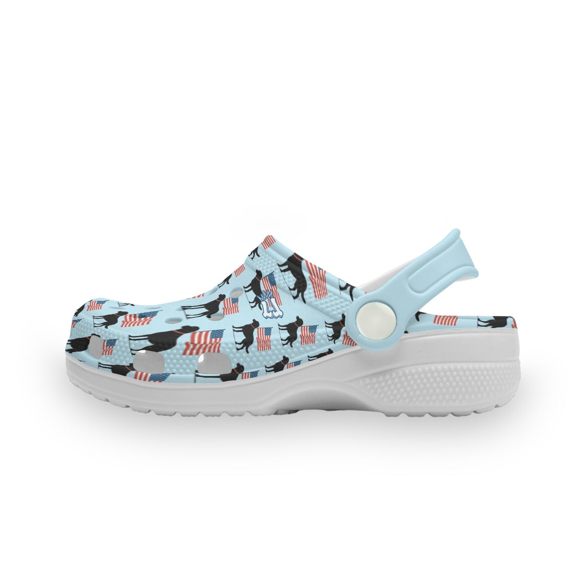 Kids Black Lab American Flag Summer Shoes