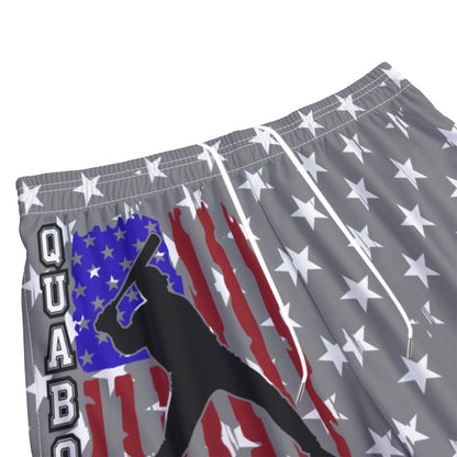 Adult Quaboag Baseball American Flag Mesh Shorts