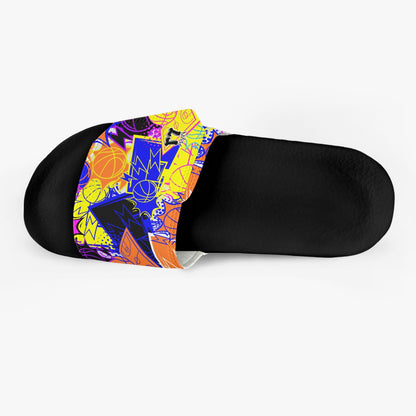Men's Basketball Velcro Strap Slides, Gym Sandals Basketball Design