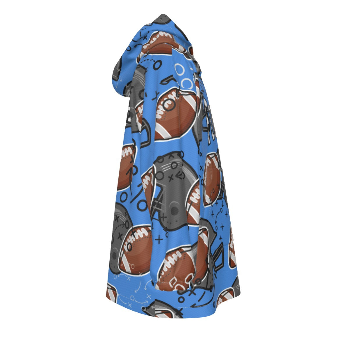 Personalized Youth Football Blanket Hoodie, Light Blue