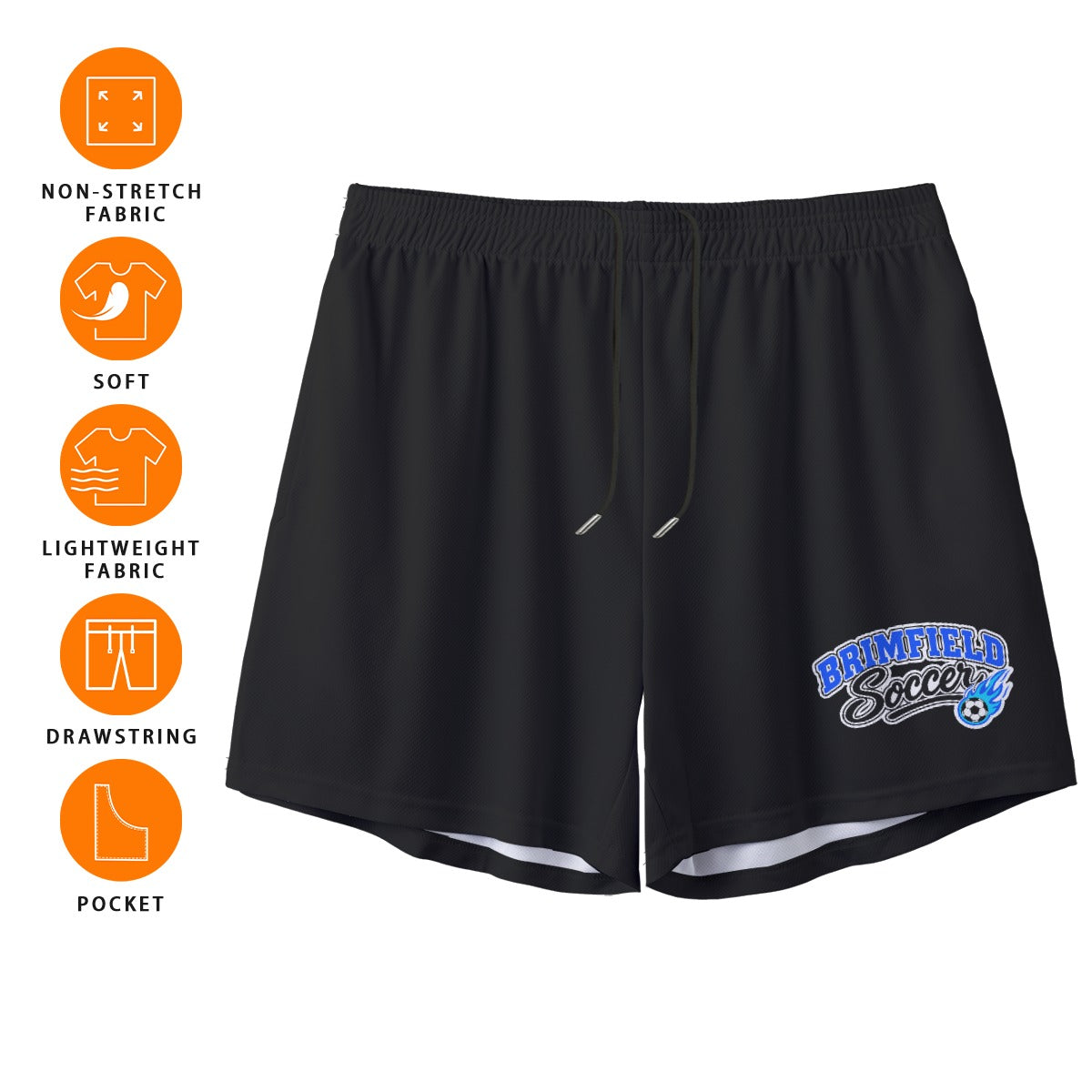 Adult Brimfield Soccer Black Mesh Shorts