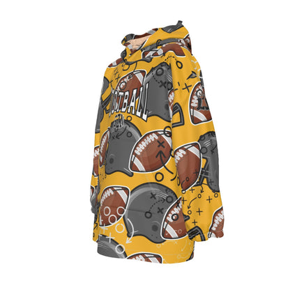 Kids Personalized Football Blanket Hoodie- Yellow