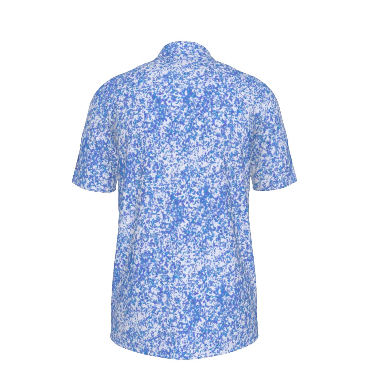Men's Blue and White All Over Print UV Protection Polo Shirt