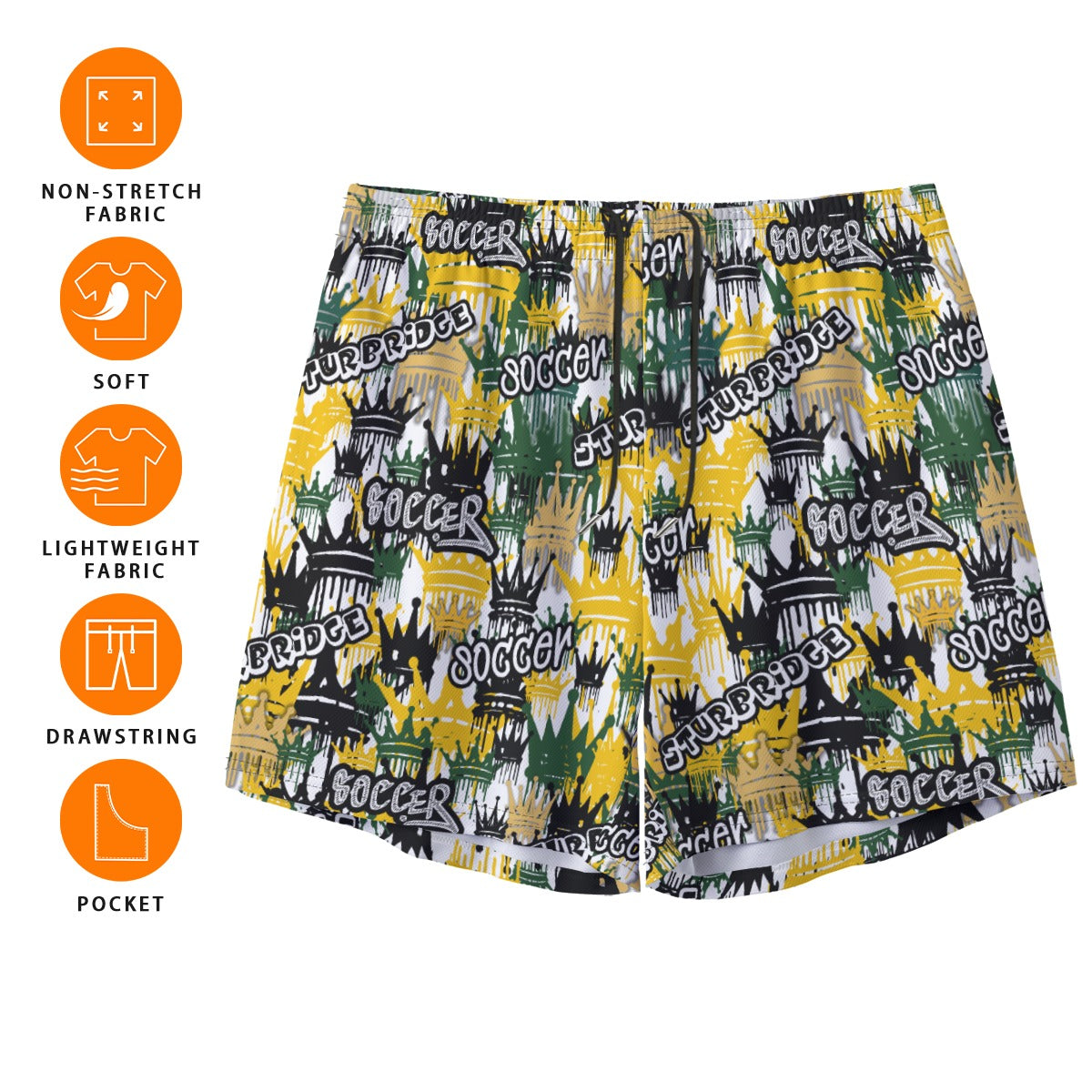 Teen/Adult Sturbridge Soccer Mesh Shorts - Dripping Crowns Edition (no inner liner)
