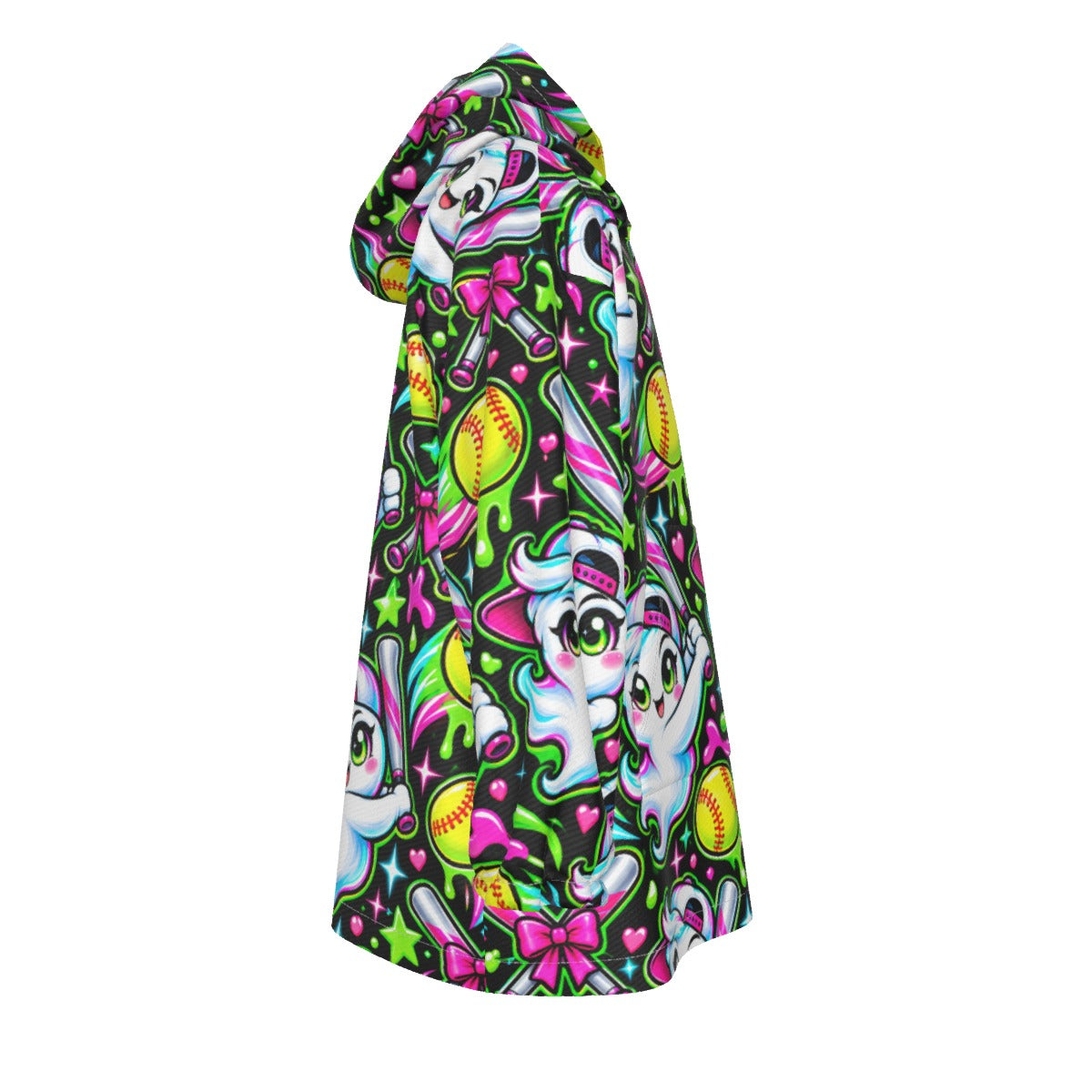 Girls Softball Halloween Blanket Hoodie