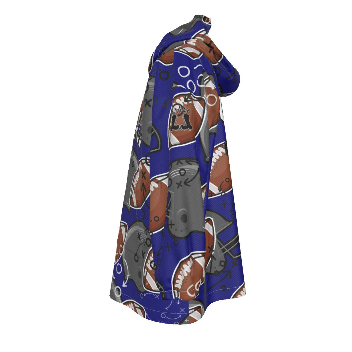 Youth Personalized Football Blanket Hoodie - Dark Blue