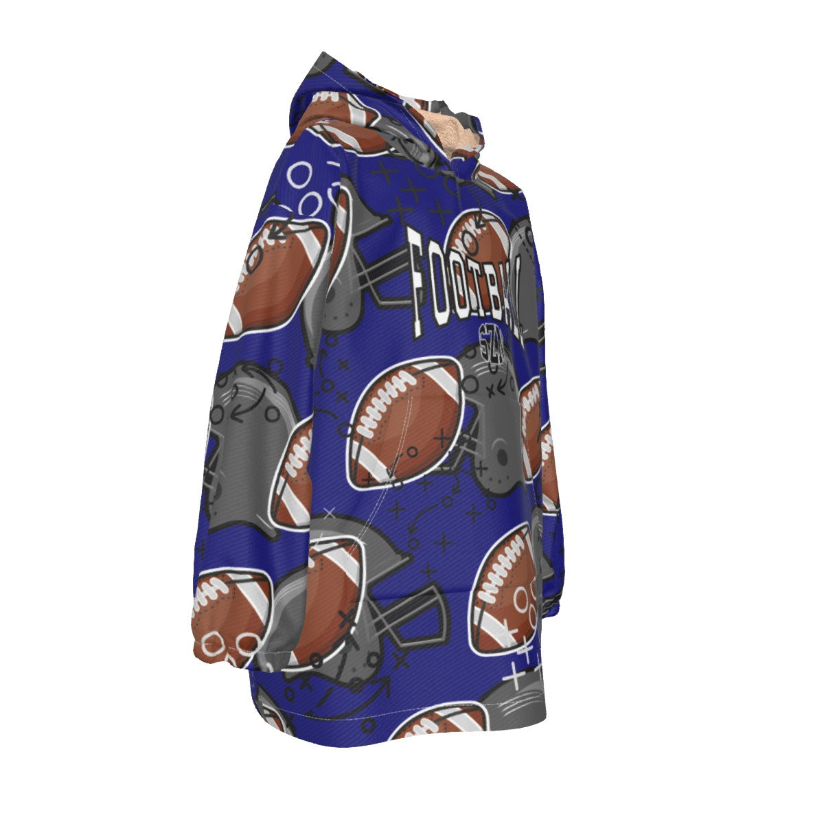 Youth Personalized Football Blanket Hoodie - Dark Blue