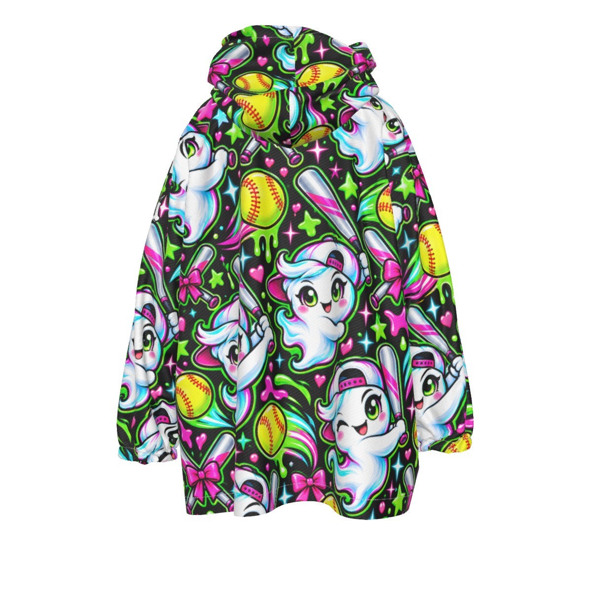Girls Softball Halloween Blanket Hoodie