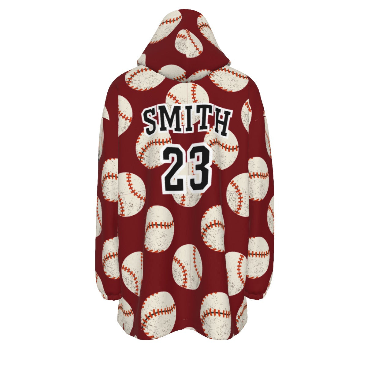 Personalized Adult One-Size Quaboag Baseball Blanket Hoodie