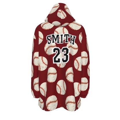 Personalized Adult One-Size Quaboag Baseball Blanket Hoodie