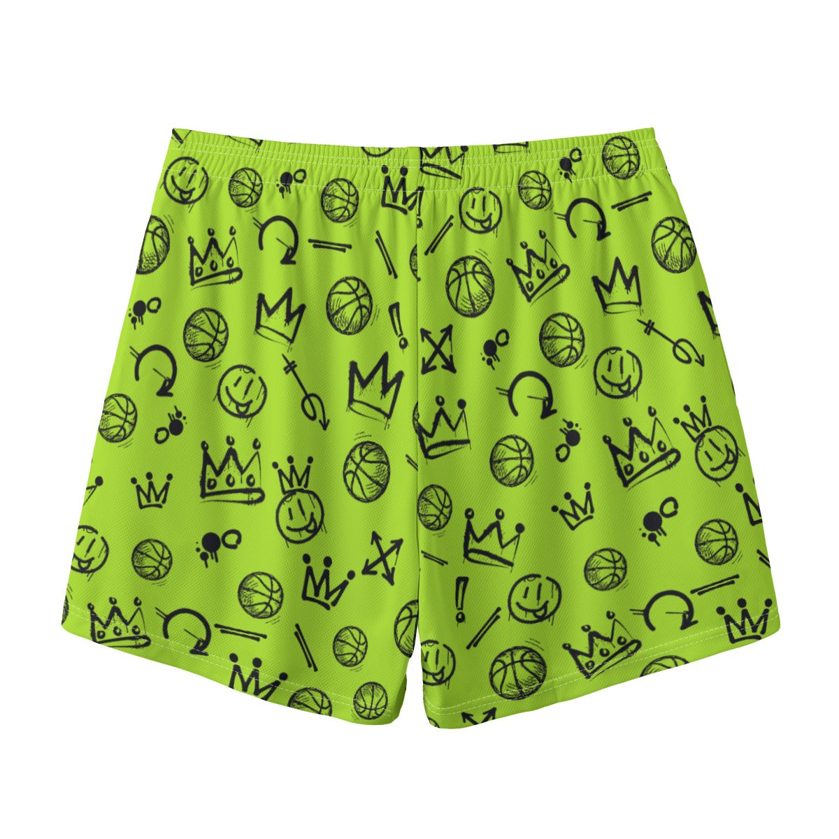All-Over Print Neon Green Graffiti Basketball Shorts