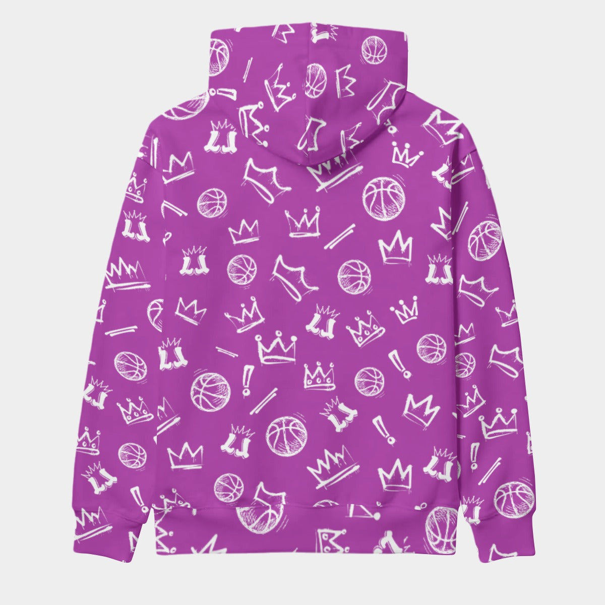 Purple Basketball Graffiti Hoodie, Fleece Lined Hooded Sweatshirt