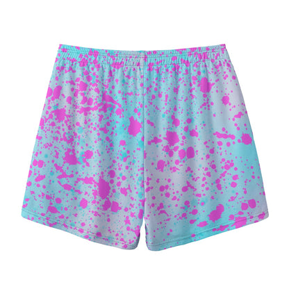 Adult Pink Paint Splatter Mesh Shorts