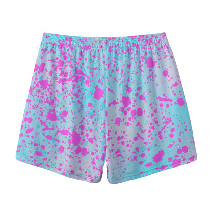 Adult Pink Paint Splatter Mesh Shorts