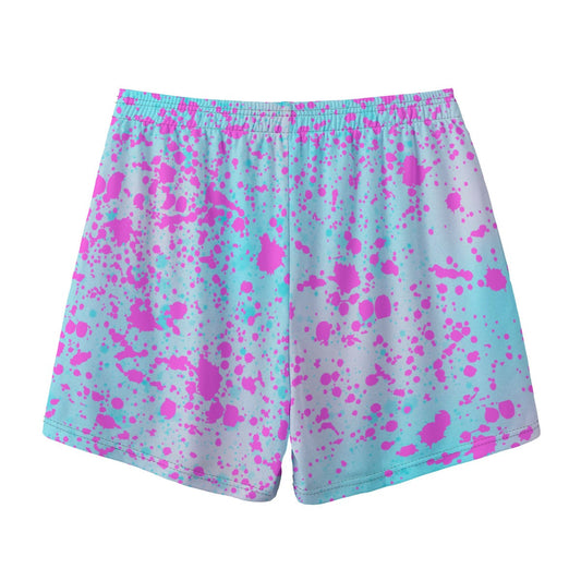 Adult Pink Paint Splatter Mesh Shorts