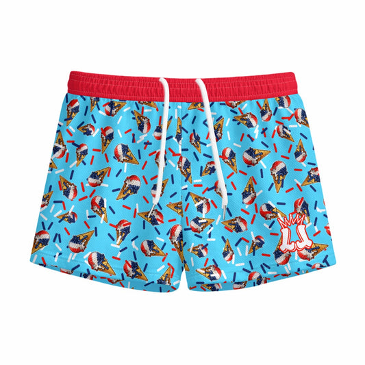 Kids Patriotic Golf Ice Cream Mesh Shorts
