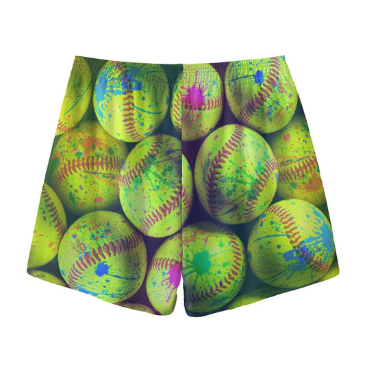 Women's Paint Splatter Softball Mesh Shorts