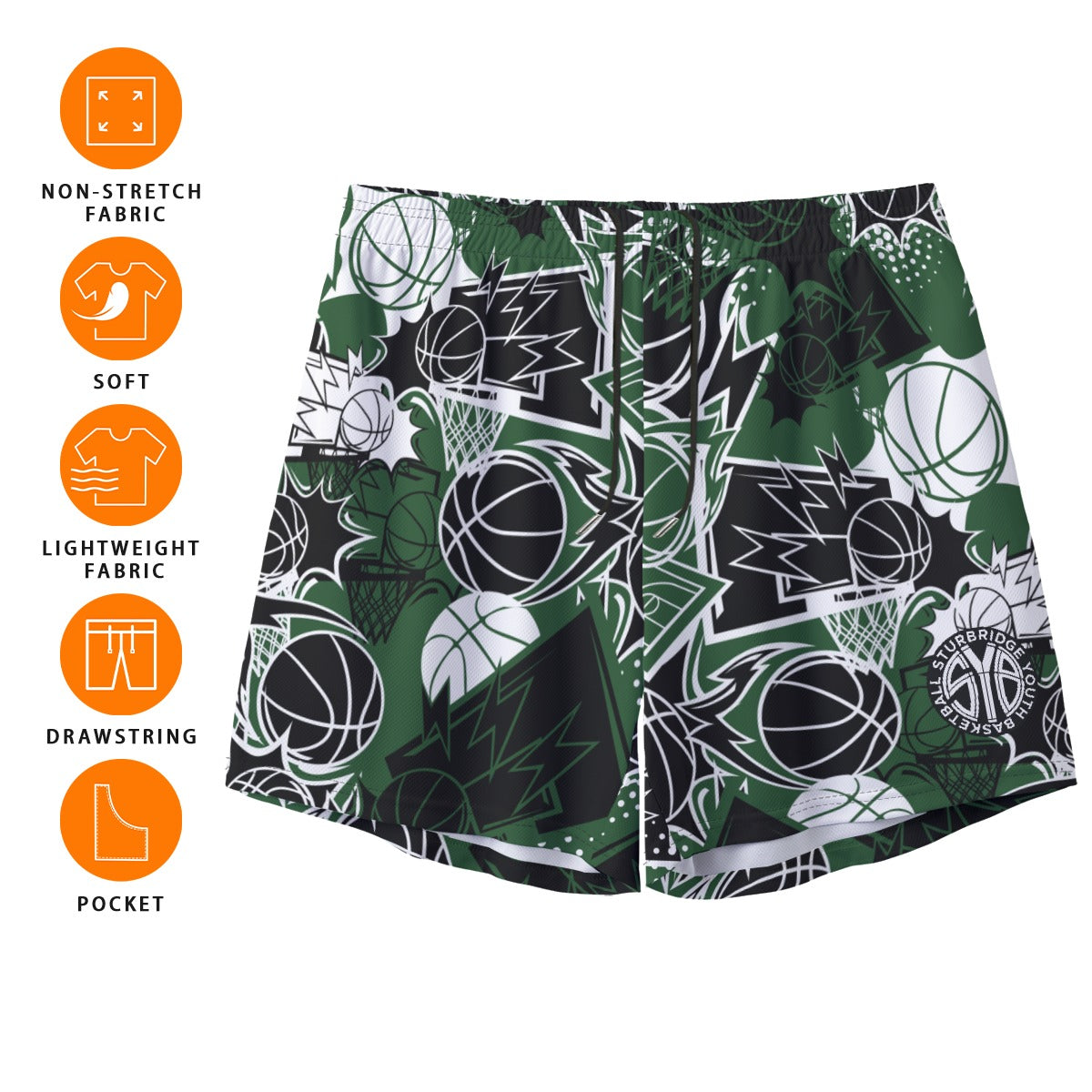 Adult Sturbridge Youth Basketball Mesh Shorts - Design 1 (no inner liner)
