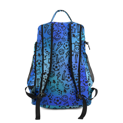Personalized Soccer Sports Bag, Gradient Blue Graffiti Edition