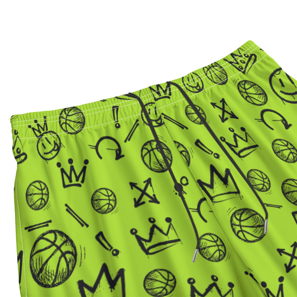 All-Over Print Neon Green Graffiti Basketball Shorts