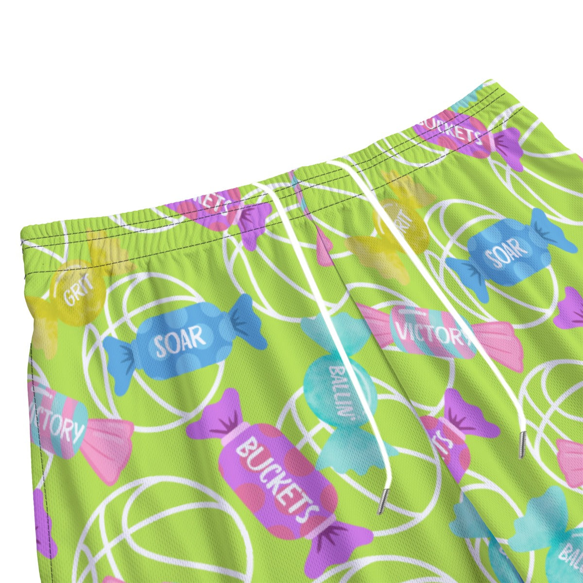 All-Over Print Unisex Adult Basketball Shorts: Pastel Candy Design