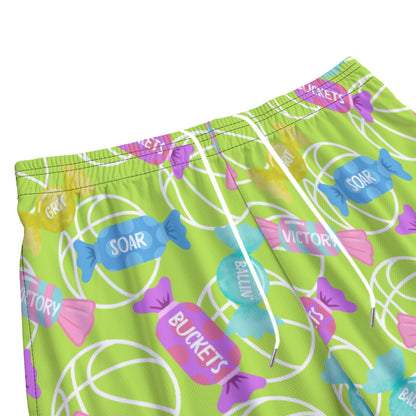 All-Over Print Unisex Adult Basketball Shorts: Pastel Candy Design
