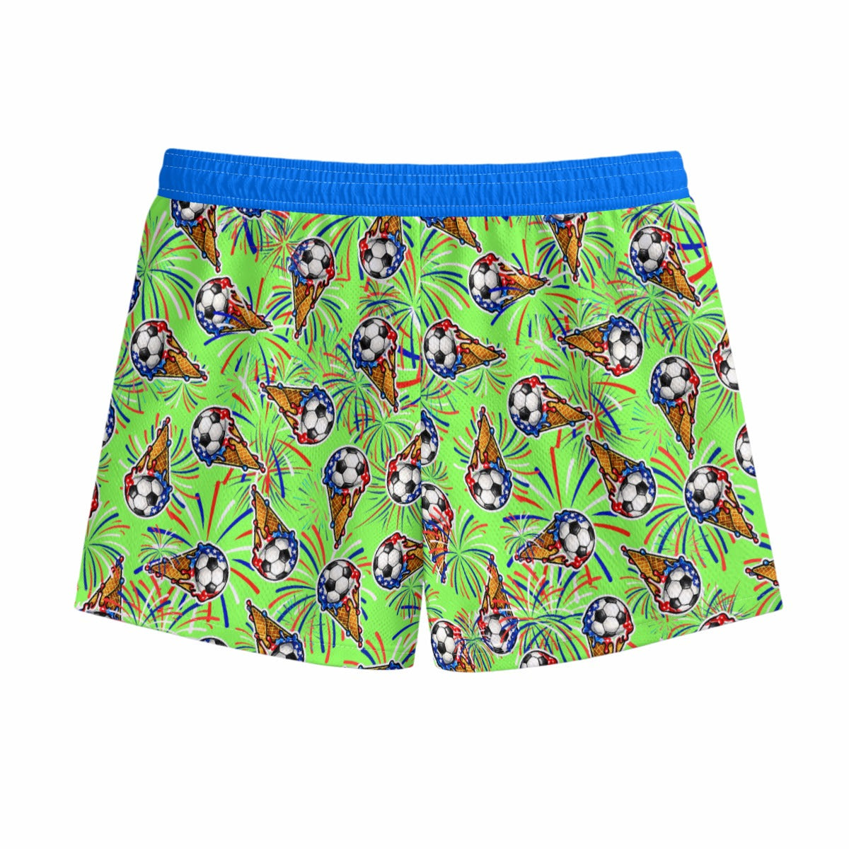 Youth Patriotic Soccer Fireworks Mesh Shorts -Green Edition