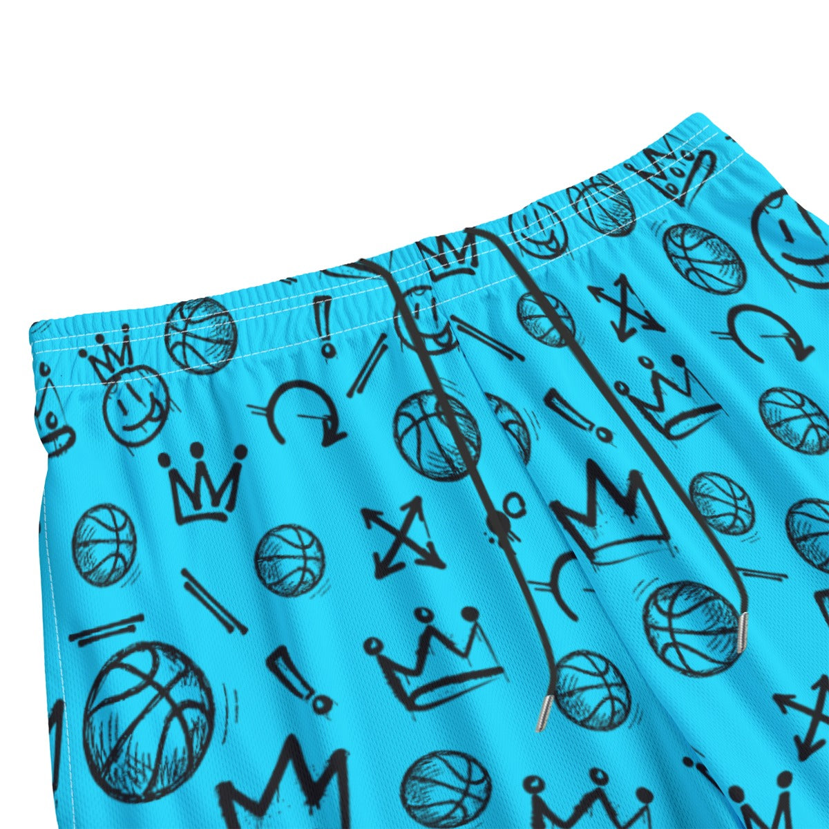All-Over Print Adult Basketball Mesh Shorts: Blue Graffiti Print