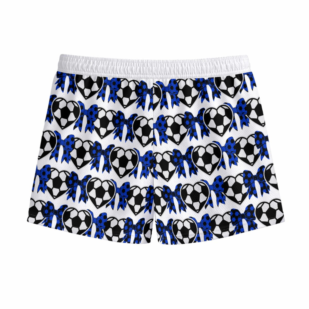 Youth Brimfield Soccer Mesh Shorts (Hearts White, Loose Fit)