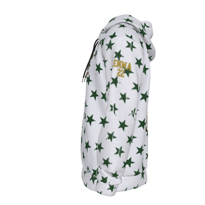 Adult TRYLAX Girl's Flag and Star Hoodie (Personalized)