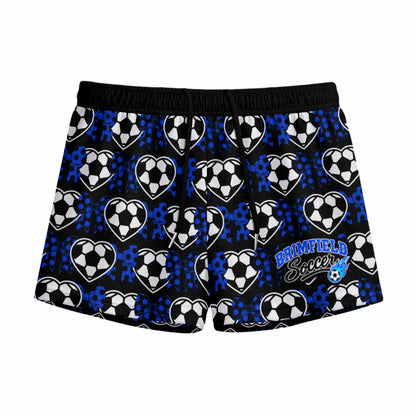 Youth Brimfield Soccer Mesh Shorts (Hearts Black, Loose Fit)