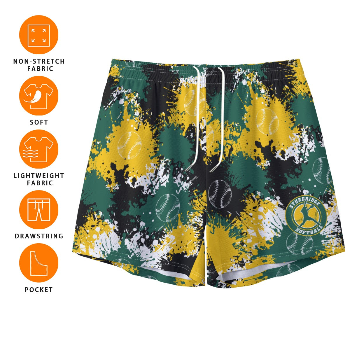 Adult Sturbridge Softball Mesh Shorts - Paint Splatter Edition 1 (no inner liner)