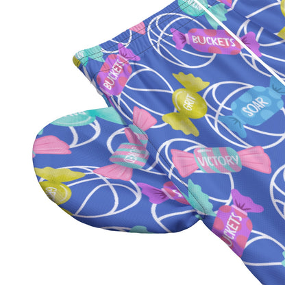 All-Over Print Adult Unisex Basketball Mesh Shorts: Blue Candy Print