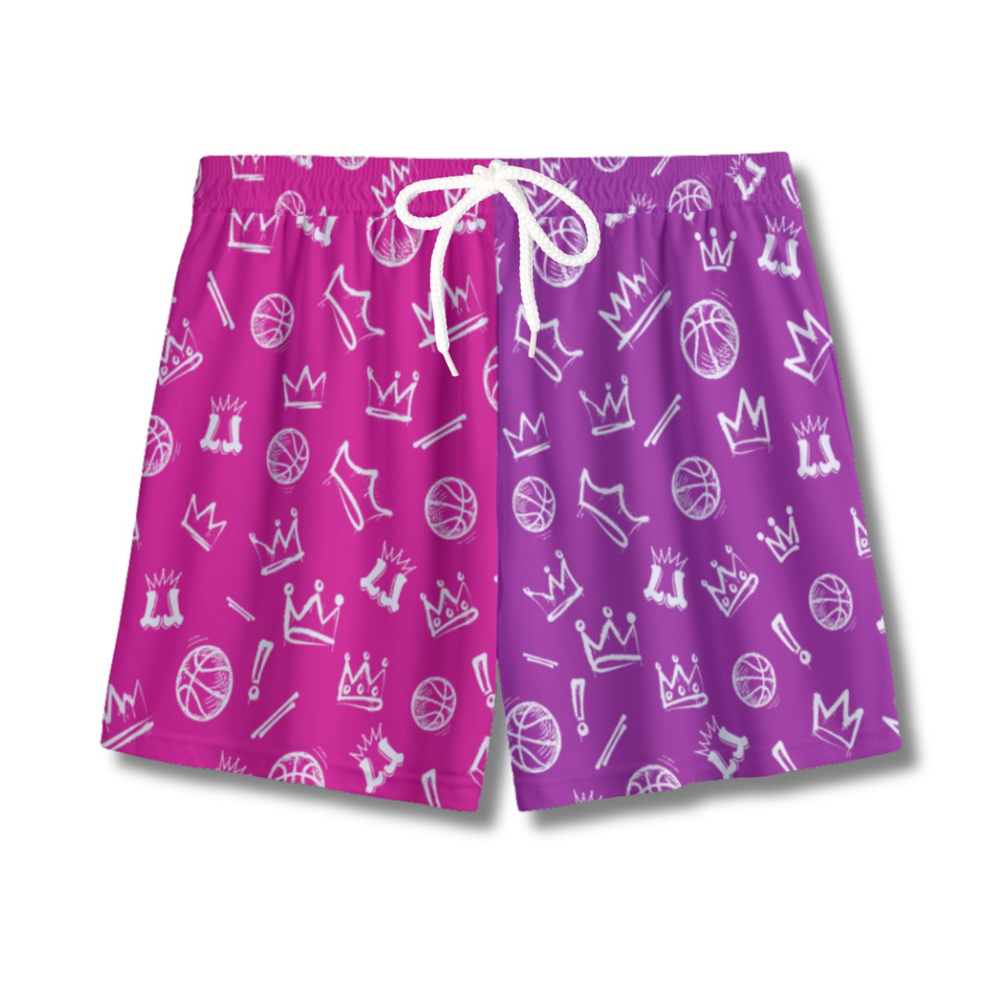 Youth Pink, Purple & White Basketball Mesh Shorts