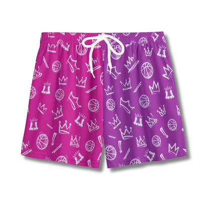 Youth Pink, Purple & White Basketball Mesh Shorts