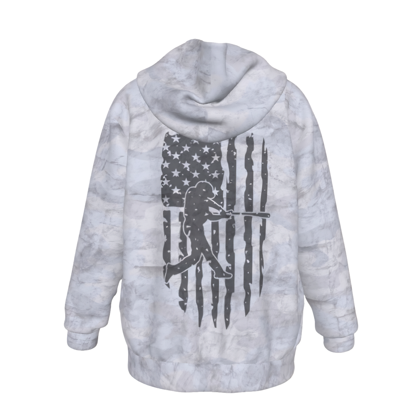 Youth American Flag Baseball Hoodie - Gray Camo