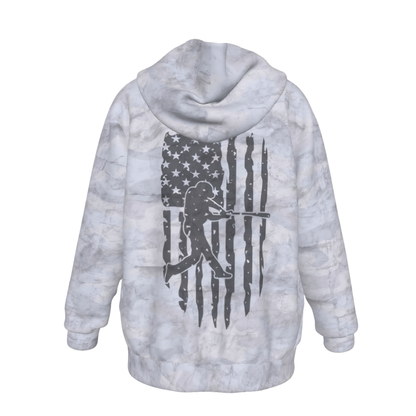 Youth American Flag Baseball Hoodie - Gray Camo