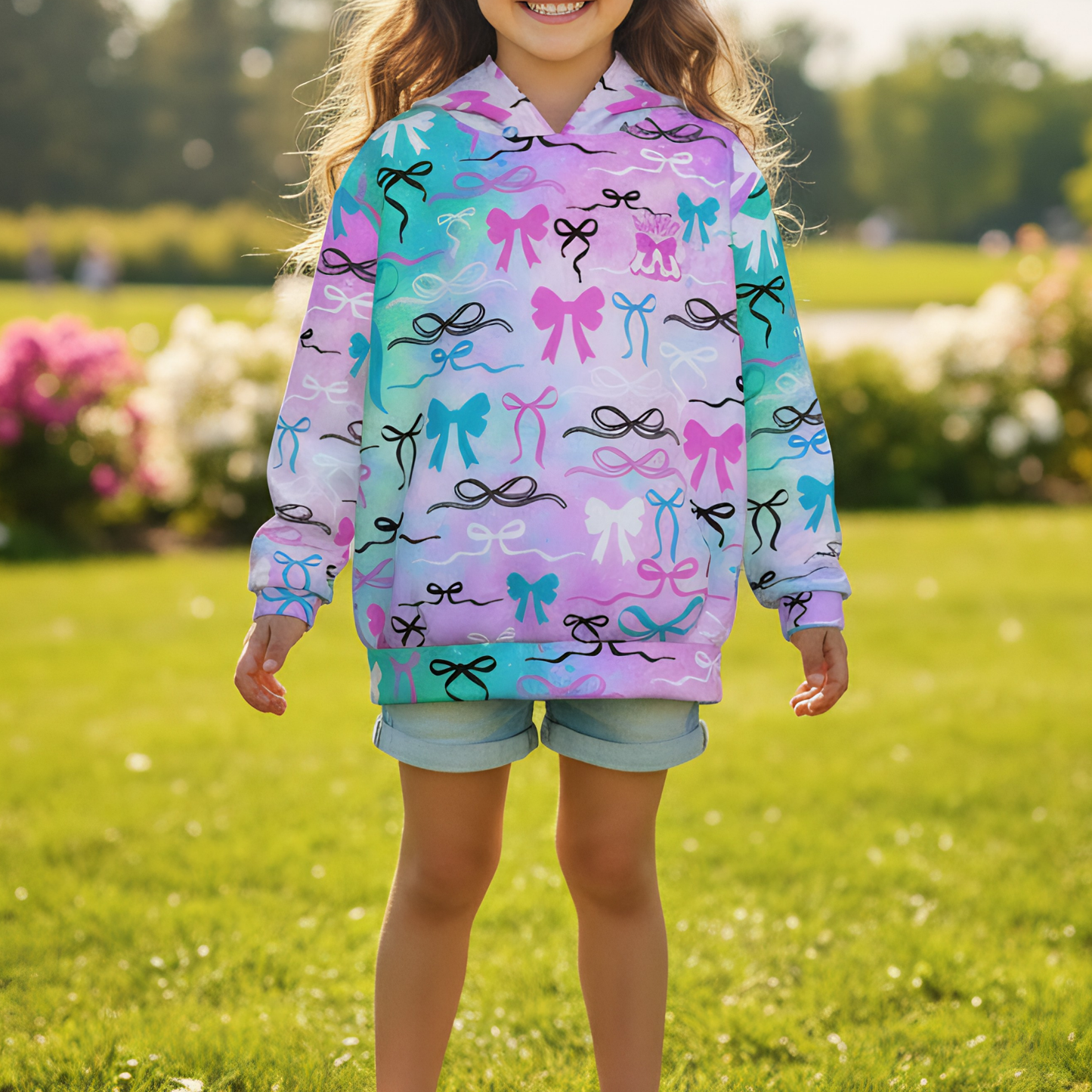 Girl's Coquette Bow Cotton Candy Hoodie