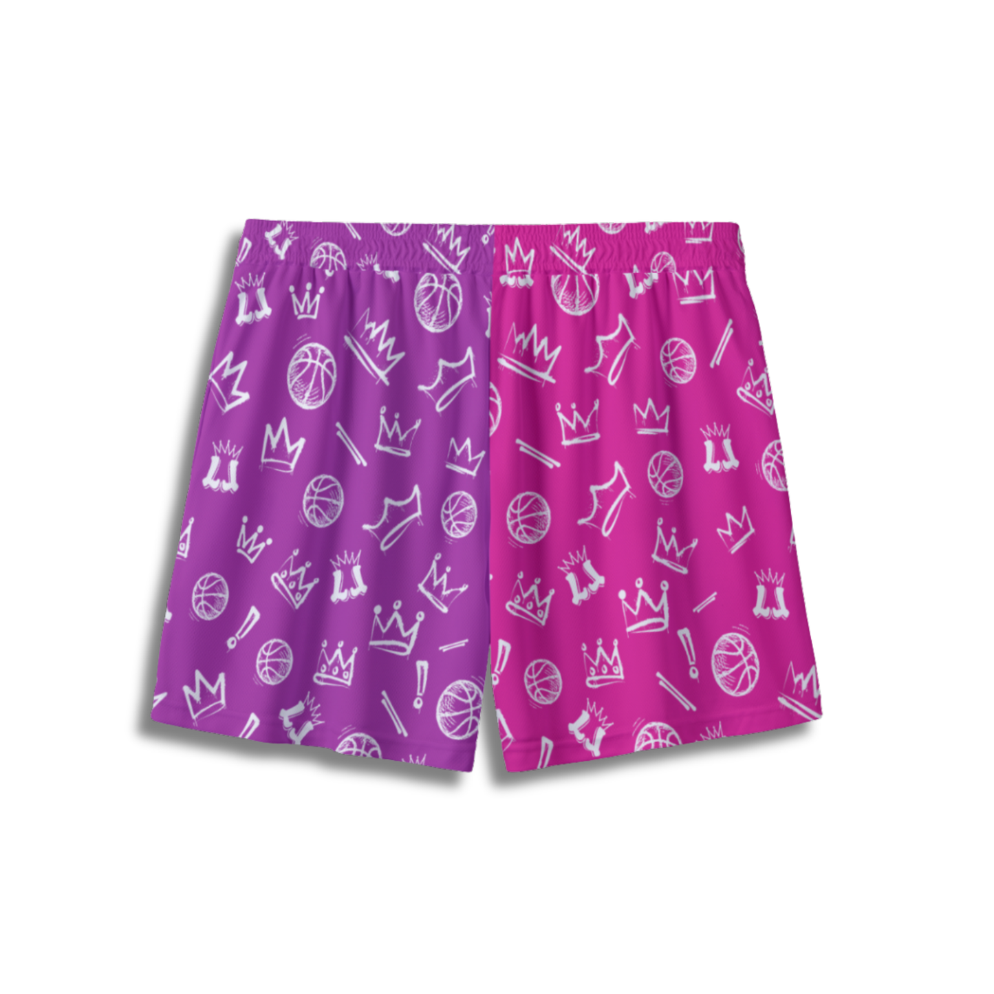 Youth Pink, Purple & White Basketball Mesh Shorts