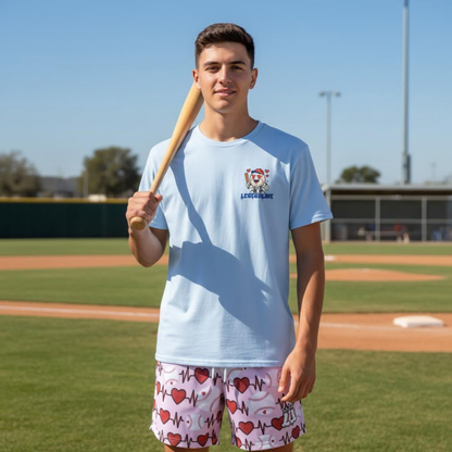 Pink Baseball Heartbeat Adult Mesh Shorts