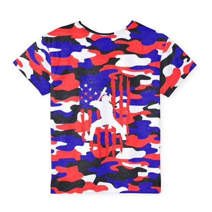 Kids Baseball American Flag Distressed Camo Sport Jersey T-Shirt