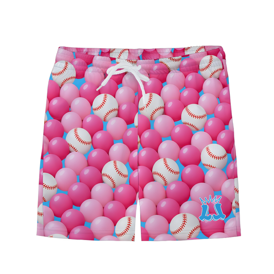 Youth Bubblegum Baseball Vibes Mesh Shorts