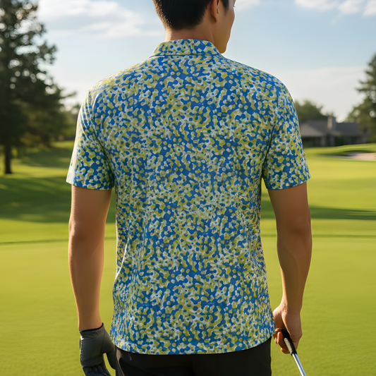 Men's Yellow and Blue UV Protection Polo Shirt