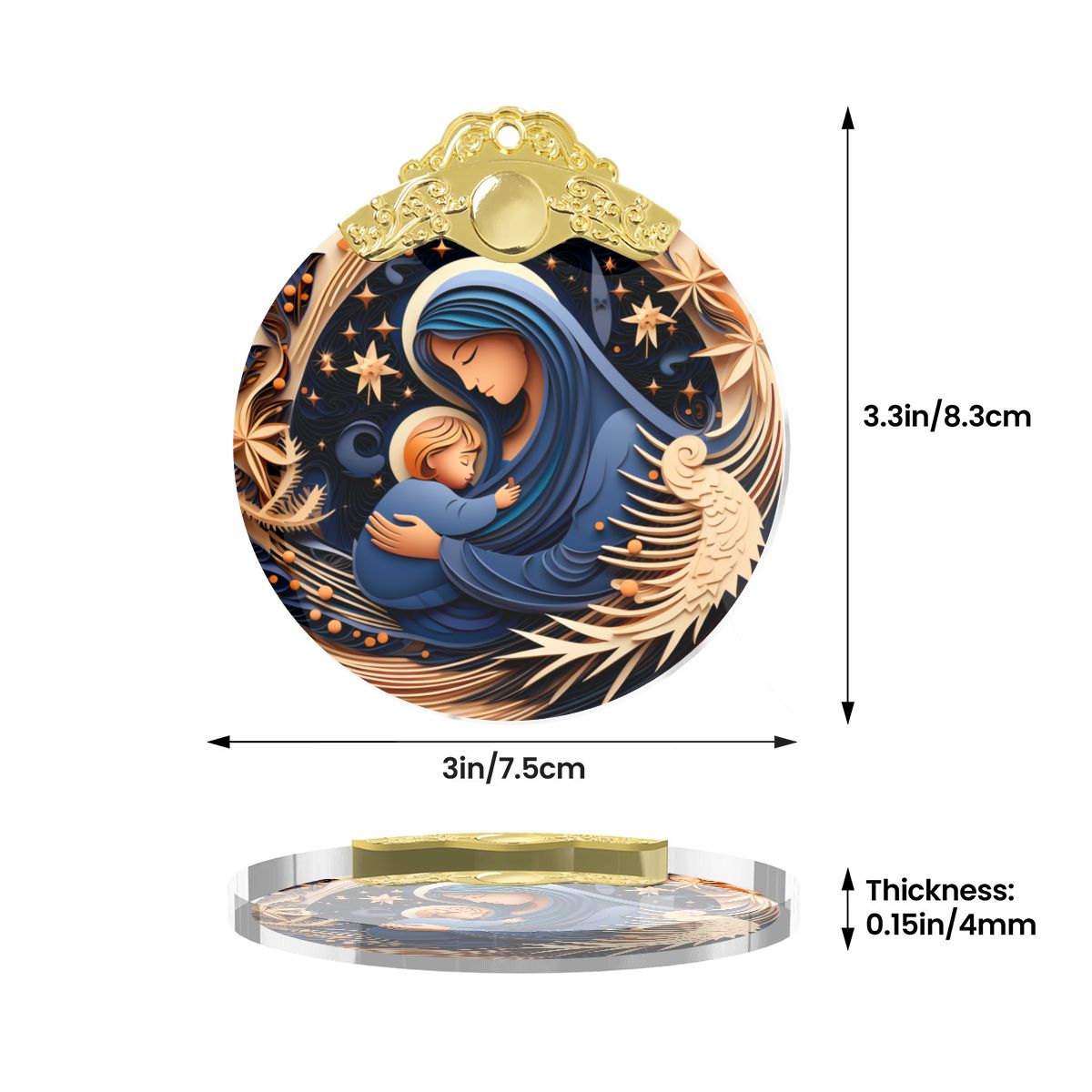 Round Glass Christmas Ornament - Gold / Silver