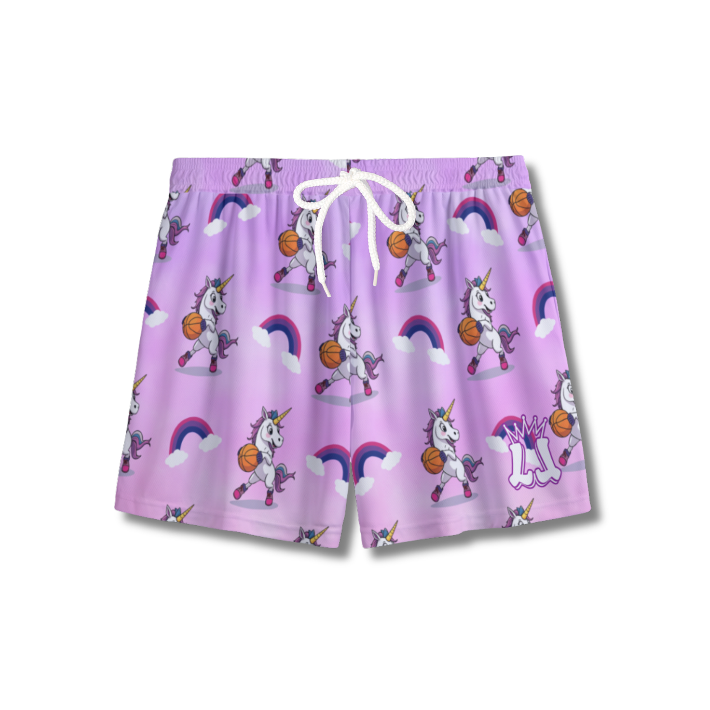 Youth Unicorn & Rainbows Basketball Mesh Shorts
