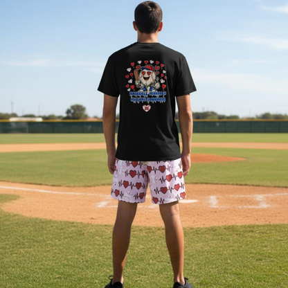 Pink Baseball Heartbeat Adult Mesh Shorts